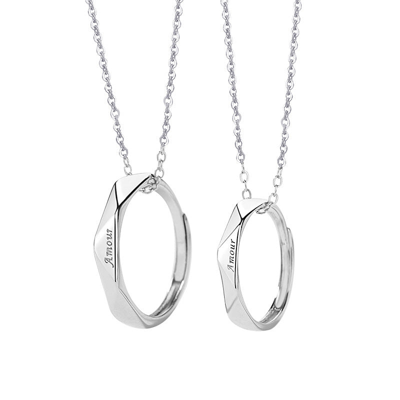 Collier pour couple en argent sterling avec chaîne de clavicule