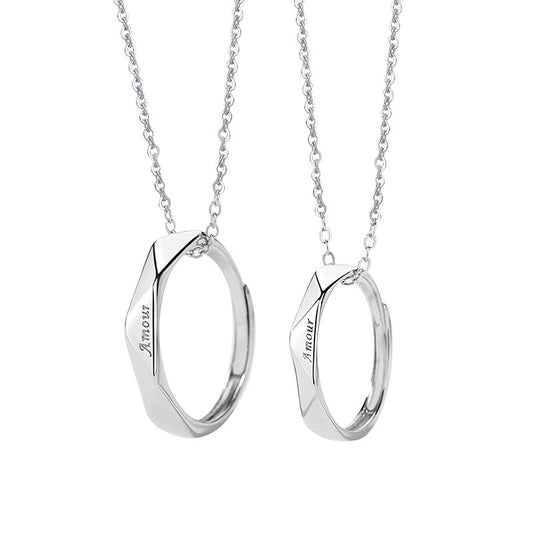 Collier pour couple en argent sterling avec chaîne de clavicule