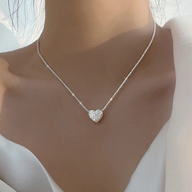 Collier en argent sterling 925 avec motif marteau pour fille, motif amour, simple cœur 