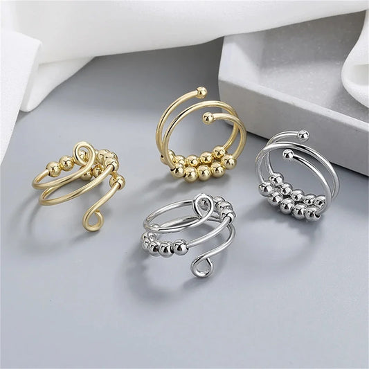 Anxiety Rings For Women Spiral Fidget Beads